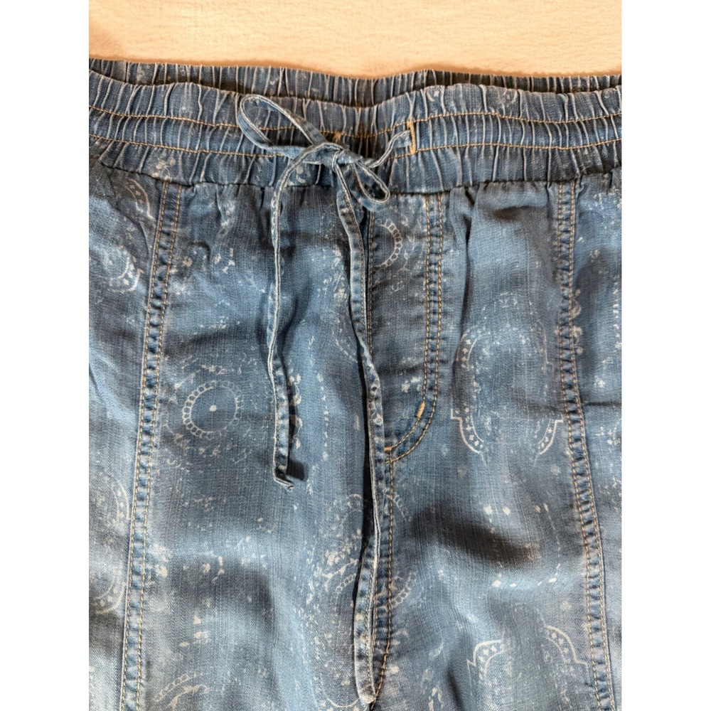 Knox Rose Blue Paisley Chambray Joggers Elastic Waist Boho Pants Large NEW - Picture 5 of 15